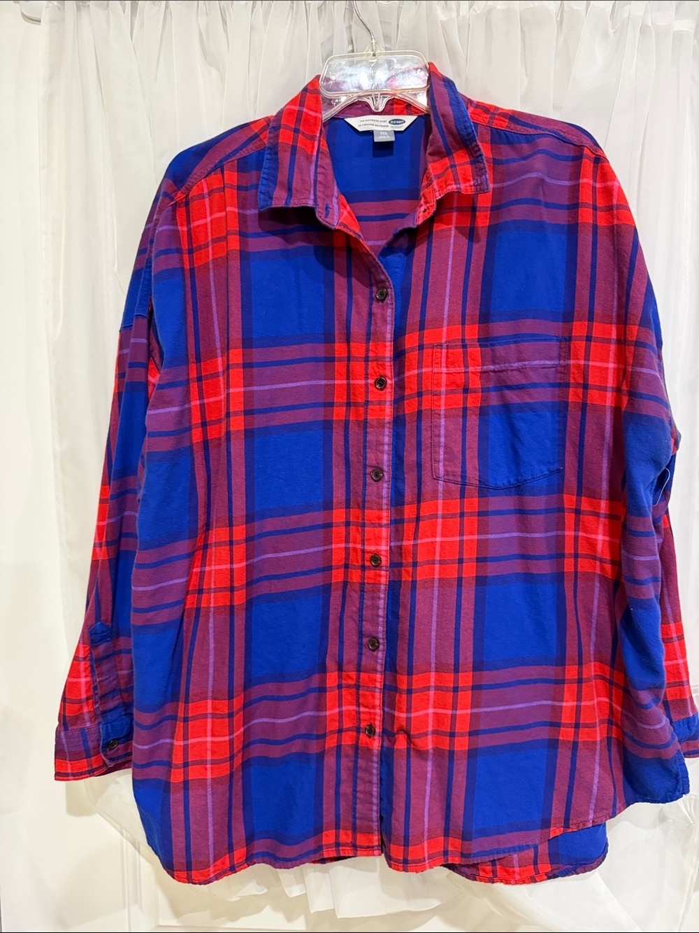 Old Navy Red and Blue Plaid Button-Down Shirt